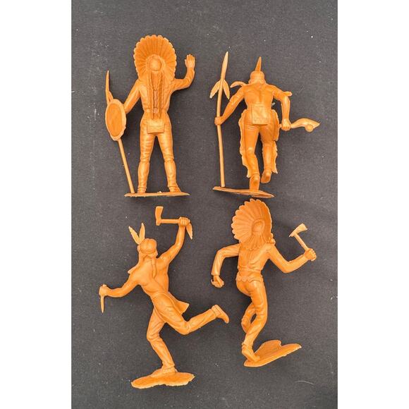 4 VINTAGE 1964 LOUIS MARX Large 6” Cowboys & INDIAN PLASTIC FIGURES - Picture 6 of 11